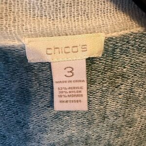 Chico's Teal and Cream Knit Top print